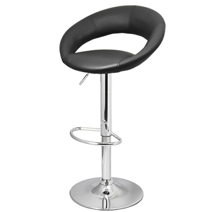Faux Leather Crescent Bar Stool Black (Set of 2)