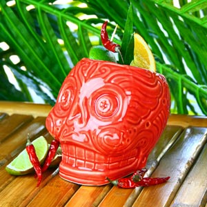 Mexican Day of the Dead Skull Mug Red 17.6oz / 500ml (Single)