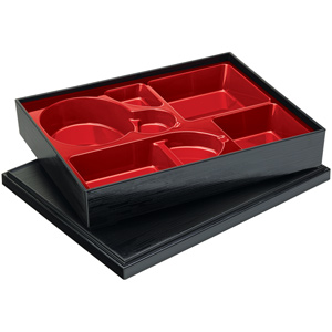 Japanese 5 Compartment Luxe Bento Box 32.5 x 25.5cm (Case of 6)